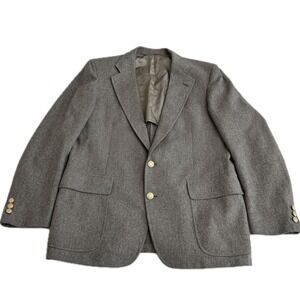 Cricketeer Blazer Mens Large 42R Gray Wool Sport Coat Vintage Union Made USA